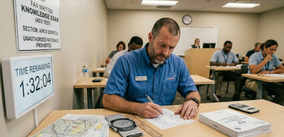 Student taking the written ADX exam